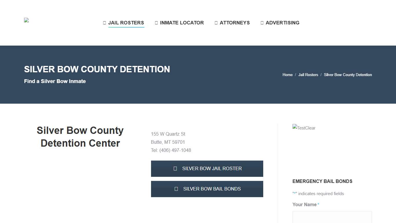 Silver Bow County Detention - MONTANA JAIL ROSTER